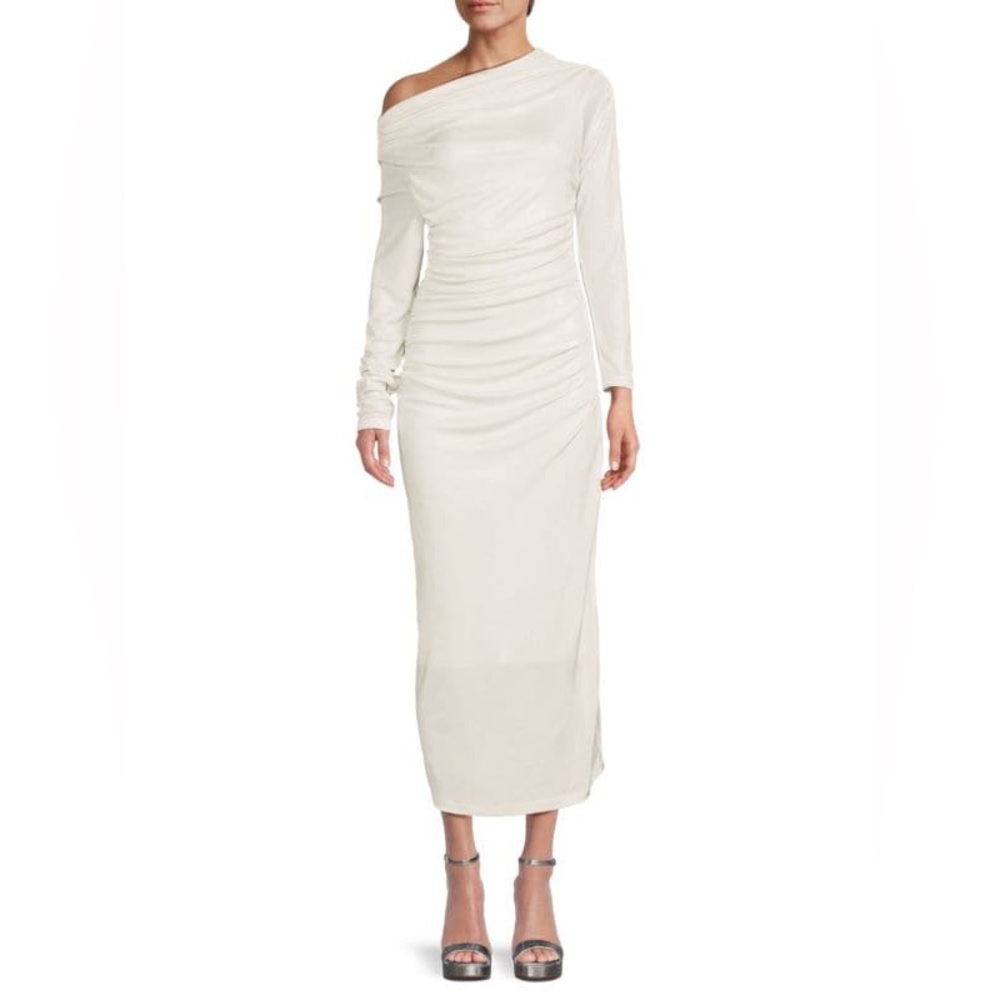 Drop Shoulder Metallic Maxi Dress
